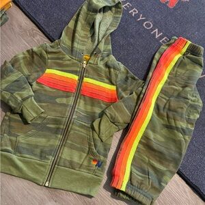 Neon stripe size 2 unisex toddler aviator nation jogging set